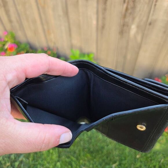 Coach Georgie Signature Canvas Colorblock Brown and Black Small Wallet - Picture 7 of 8